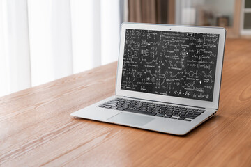 Plakat Mathematic equations and modish formula on computer screen showing concept of science and education