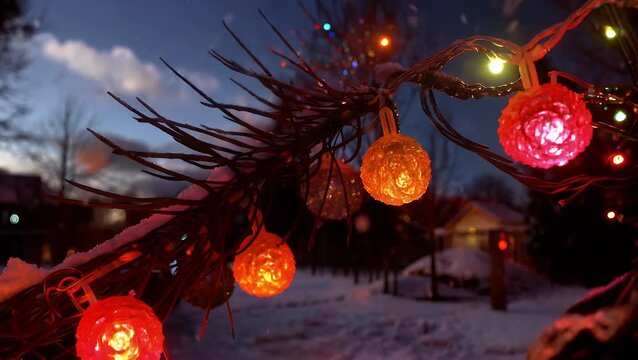 flexible cord supporting a series of small illuminated bulbs dedicated to a seasonal celebration blinks in a repeatable