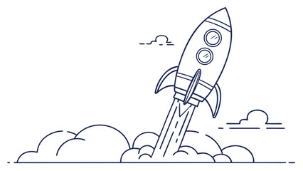 Boldly launching into new ventures with this minimal line art rocket, a symbol of innovation, ambition, and the thrill of new beginnings in business and tech