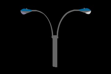 Modern Double Street Lamp Post Vector Illustration - 1