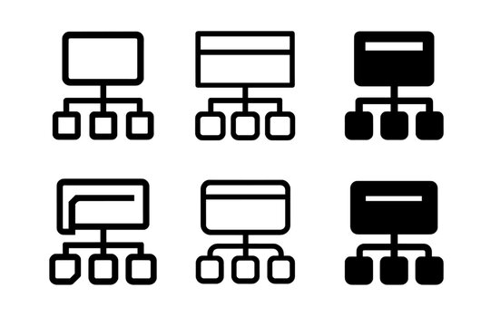OOP Logo Variations. Object-oriented programming (OOP) chart. Set Logo of OOP: UML diagram. Icon set. harmonious logo variations of the same emblematic
