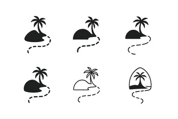 Obraz premium Smuggler's Route Logos. Smuggler?s route. Set Logo of Smuggler?s route: dashed line to hidden cove. harmonious logo variations of the same emblematic concept,