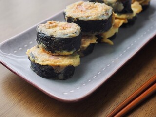 한국음식 김밥 계란구이