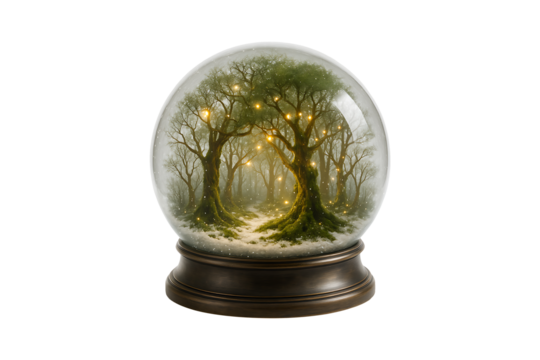 Enchanted Forest Snow Globe Isolated on Transparent Background