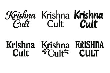 Obraz premium Krishna Lettering Grid. Krishna Cult. Set lettering. harmonious lettering variations of the same emblematic concept, each with different artistic
