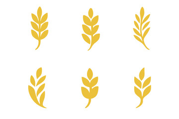 Wheat Field Logos. A field of golden wheat swaying in the breeze. Set Logo of a field of golden wheat swaying in the breeze: single wheat ear emblem. Icon set.
