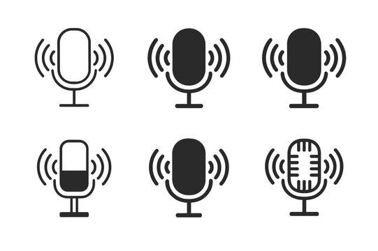 Studio Logo Variations. Recording and producing vocal tracks in the studio. Set Logo of Recording and producing vocal tracks in the studio: condenser