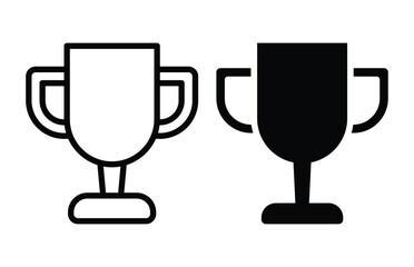 Black and White Trophy Icons for Achievement and Competition Concepts
