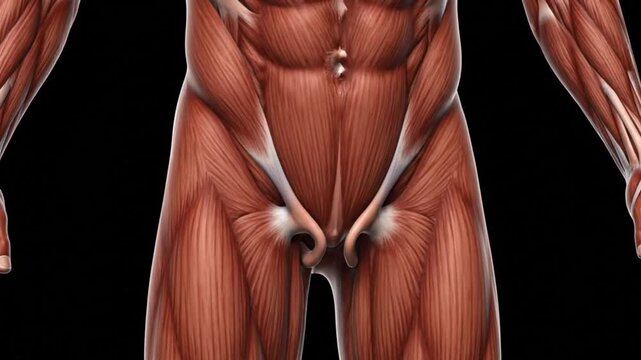 Detailed 3D Animation of Human Abdominal and Leg Muscles, Anatomy Exploration