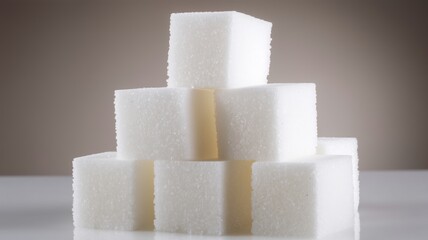 White sugar cubes stack representing unhealthy diet concept