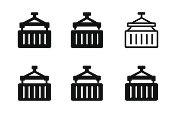 Fototapeta premium Container Lift Logo Variations. Material handling at industrial sites. Set Logo of Material handling at industrial sites: Container lift spreader. Icon set.