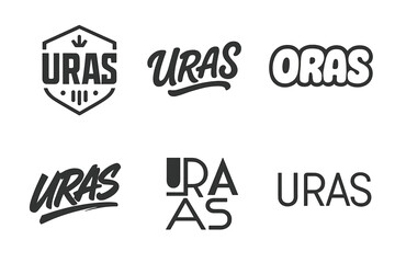 Fototapeta premium Uras Emblem Variations. Emblem of Uras. Set lettering. harmonious lettering variations of the same emblematic concept, each with different artistic