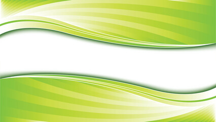 Abstract flowing green waves with white space for text