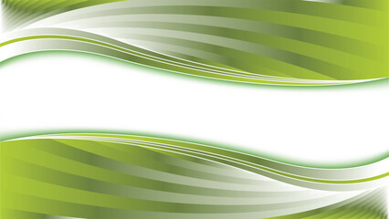 Abstract green and white flowing waves background with copy space