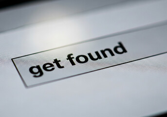 Get found search bar on a screen, close up, shallow depth of field