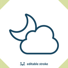 Moon And Cloud Icon - Weather, Night, Cloudy
