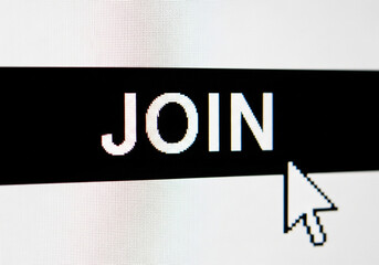 Close up of a join button with a mouse cursor on a computer screen