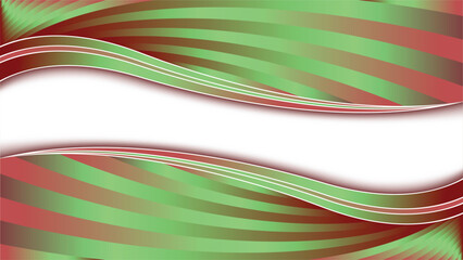 Abstract swirling green and red waves with white space for text