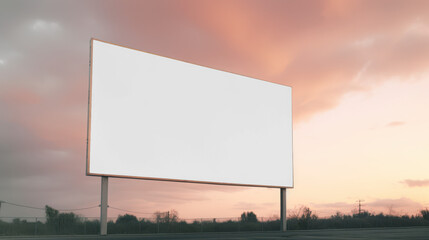 Transparent blank billboard at sunset with copy space for advertising and marketing messages mockup 