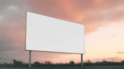 Transparent blank billboard at sunset with copy space for advertising and marketing messages mockup 