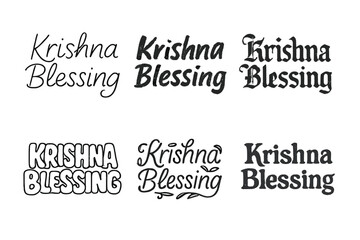 Krishna Lettering Variations. Krishna Blessing. Set lettering. harmonious lettering variations of the same emblematic concept, each with different artistic