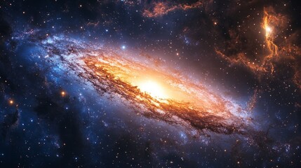 A spiral galaxy with a bright core and stars against the dark background of space.
Ideal for scientific articles, educational materials about space, and the design of science fiction books and films.