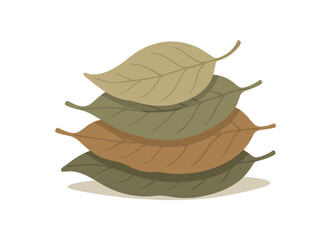 Fototapeta premium stack of dried leaves minimal composition natural beauty no outline flat vector illustration style isolated on white background muted tones