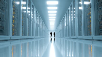 The heart of it: professionals safeguarding networks. Dark aesthetic. Focused it professionals optimizing cyber defense and network efficiency. Neon poster. Digital artwork.