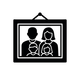 family photo frame flat black solid vector illustration isolated on white background