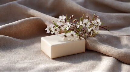 Bar Soap Mockup on Soft Cloth