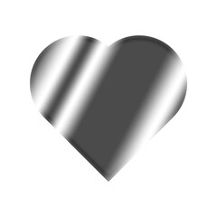 Metallic silver heart  shiny love png icon isolated on transparent background	