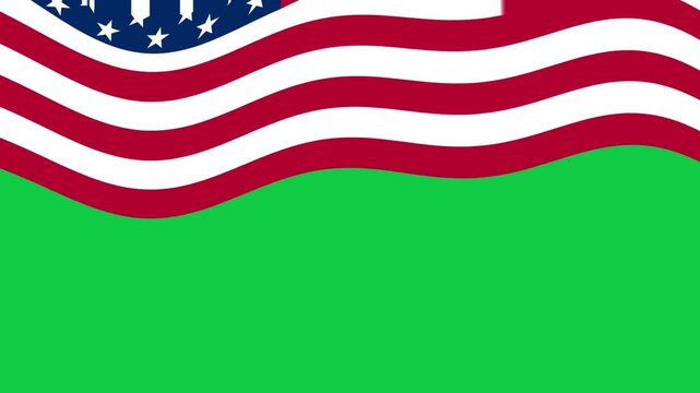 Animated waving American flag banner border on a green screen. Great for chroma key patriotic overlay, national news, or event video.