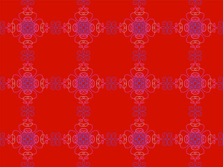 Bright seamless blue pattern on a red background