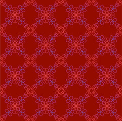 Seamless bright abstract pattern of red and blue colors on a burgundy background