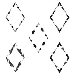 Naklejka premium Diamond frame icon. Black dot symbol. Minimalist outline detail. Vector frame emblem