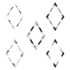 Diamond frame icon. Striped pattern symbol. Black outline detail. Vector frame emblem