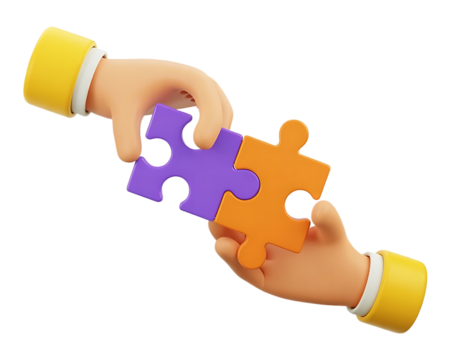 3d human hands with jigsaw puzzle pieces. Concept of business problems, partnership, development, cooperation and teamwork. 3d high quality render.