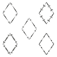 Diamond group icon. Gray vector pattern. Outline shape set. White background layout