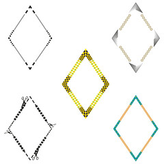 Diamond collection icon. Multicolor vector set. Geometric shape array. White background display