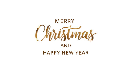 Merry Christmas and Happy New Year greeting in elegant gold script  