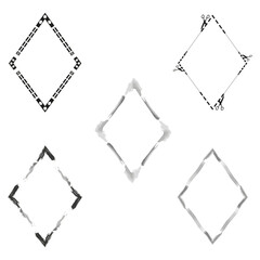 Diamond set icon. Gray vector pattern. Shaded outline shape. White background layout