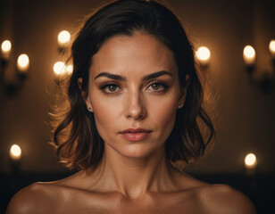 Intriguing expression of a character illuminated by warm candlelight in a surreal backdrop, showcasing the beauty of 3D