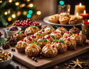 Delightful 3D animated treats showcase festive desserts under enchanting lights with warm ambiance enhancing the holiday