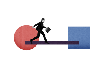 Collage image artwork poster of funny nice man worker running going fast isolated on drawing background