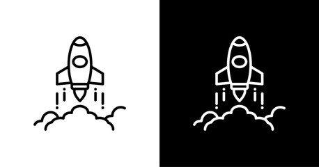 Rocket Ship  White Icon Set Design