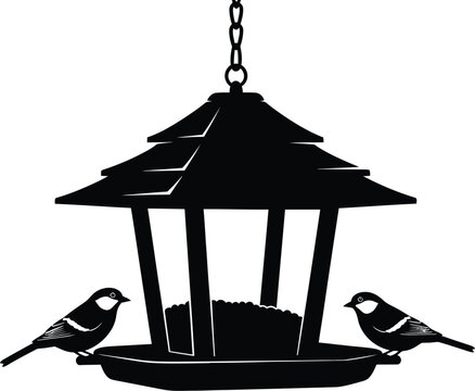 Bird feeder silhouette vector graphic illustration design