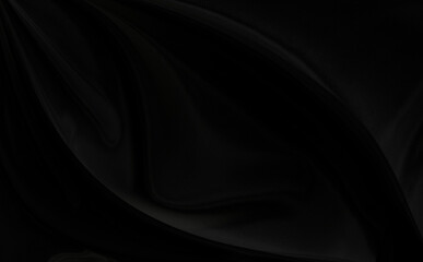 Black gray satin dark fabric texture luxurious shiny that is abstract silk cloth background with patterns soft waves blur beautiful.