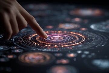 The confluence of data and design: a journey through digital ui. Digital intelligence. Futuristic big data interface: holographic precision and depth. Ai interface. Virtual network.