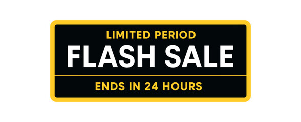 Flat vector horizontal bar design top text LIMITED PERIOD main text SALE bottom text ENDS 24 HOURS sleek black bar with edge accents