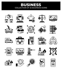 Collection of 25 Business Icons: Marketing. Finance. and E-commerce